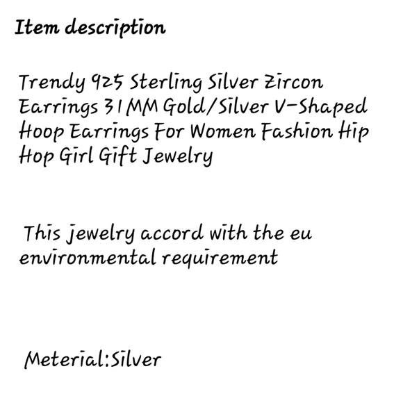 STERLING SILVER plated CZ hoop style Earrings with leverback - Picture 4 of 4